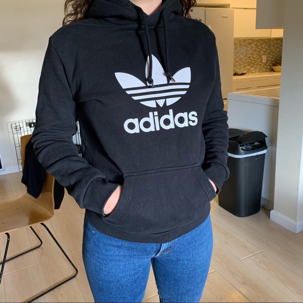 Adidas trefoil black sweatshirt